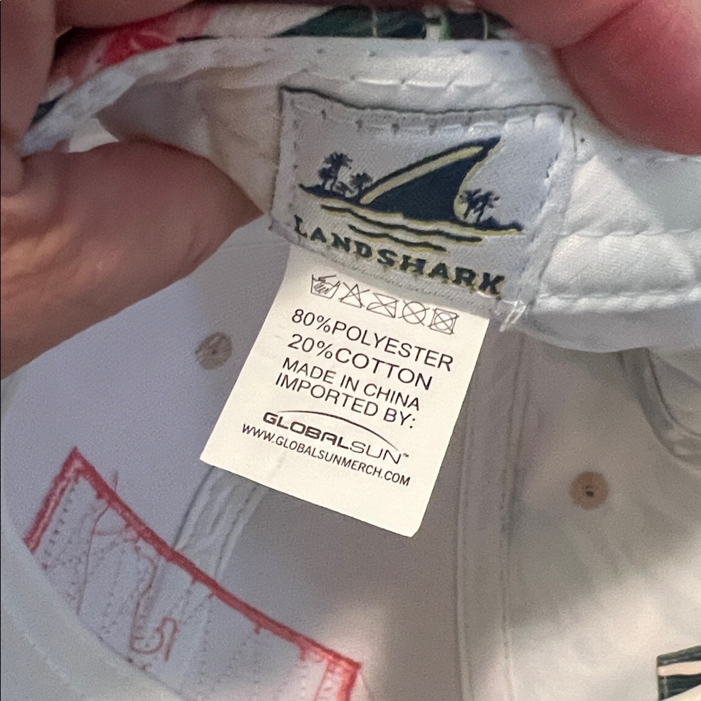 #1590** Unisex’s Landshark Tropical Floral Trucker Hat - Cream & Green - Picture 7 of 7